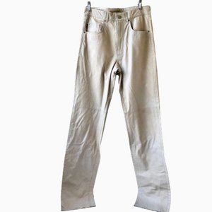 J's EXTE Made in Italy Leather Jeans Lined High Waist Pants Womens 30 unhemmed